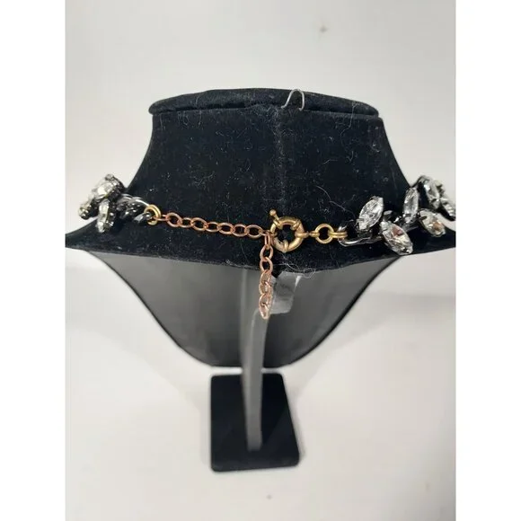 Wedding Statment Zara Heavy Prong Set Rhinestone Bling Neckless Black Back Chain - Picture 5 of 9